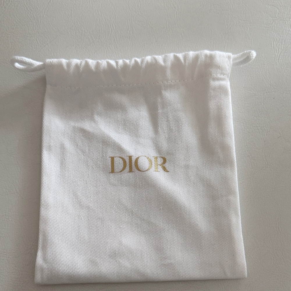 Dior White Drawstring Pouch with Gold Logo